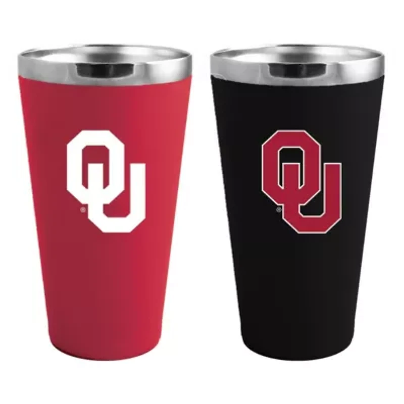 NCAA Oklahoma Sooners Team Color 2-Pack 16oz. Pint Glass Set