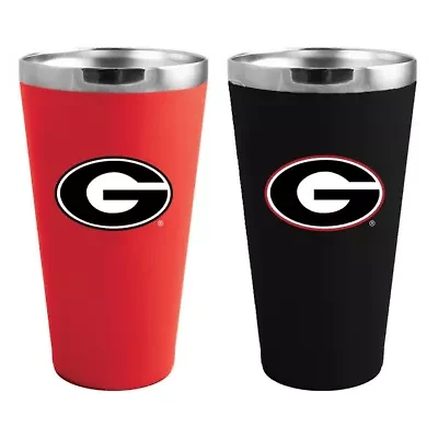 NCAA Georgia Bulldogs Team Color 2-Pack 16oz. Pint Glass Set