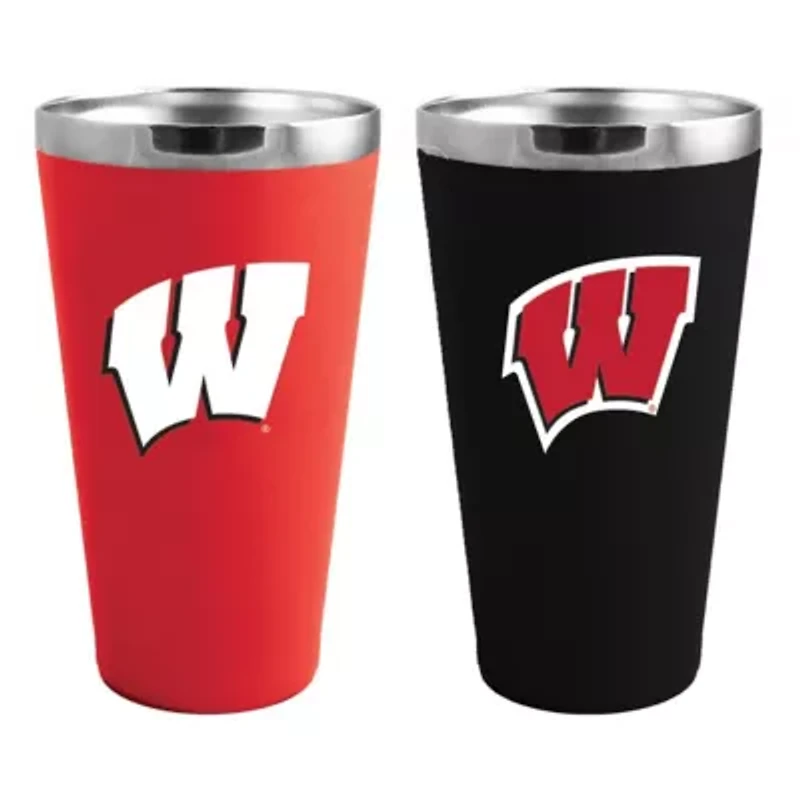 NCAA Wisconsin Badgers Team Color 2-Pack 16oz. Pint Glass Set