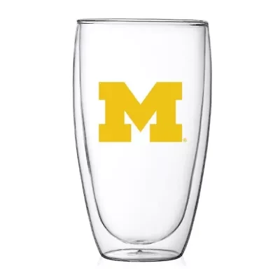 NCAA Michigan Wolverines 15oz. Double Wall Thermo Glass