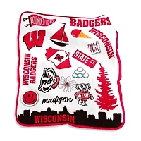 NCAA Wisconsin Badgers 50'' x 60'' Native Raschel Plush Throw Blanket