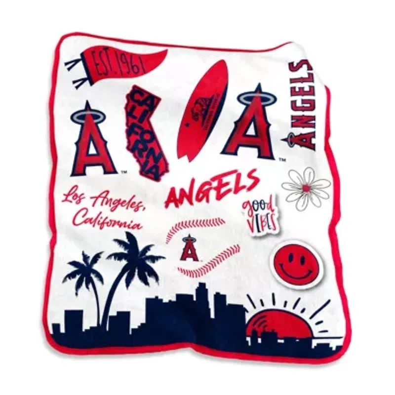 MLB Los Angeles Angels 50'' x 60'' Native Raschel Plush Throw Blanket