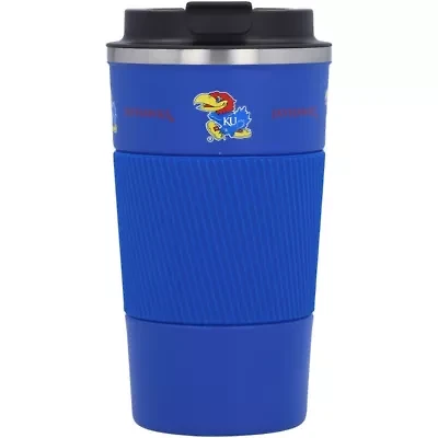 NCAA Kansas Jayhawks 18oz Coffee Tumbler with Silicone Grip
