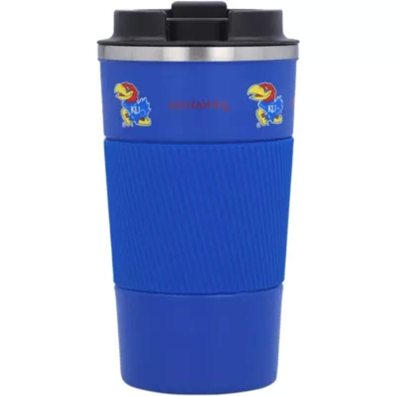 NCAA Kansas Jayhawks 18oz Coffee Tumbler with Silicone Grip