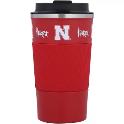 NCAA Nebraska Huskers 18oz Coffee Tumbler with Silicone Grip