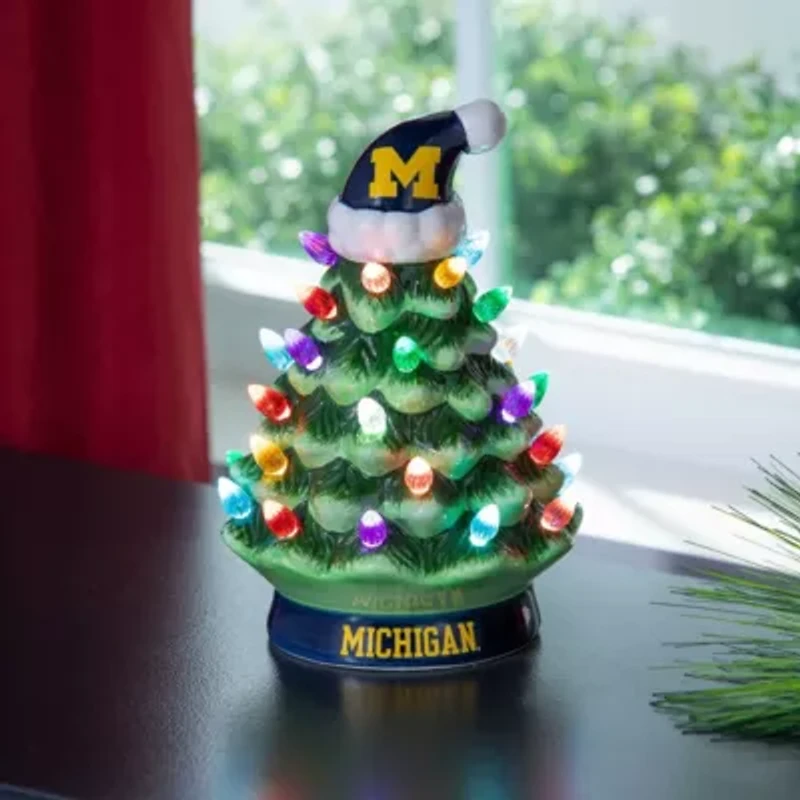 NCAA Michigan Wolverines 8" Light Up Ceramic LED Christmas Tree