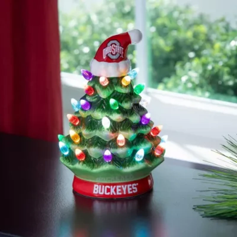 NCAA Ohio State Buckeyes 8" Light Up Ceramic LED Christmas Tree