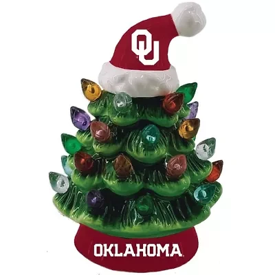 NCAA Oklahoma Sooners 8" Light Up Ceramic LED Christmas Tree