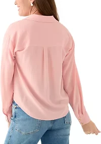 Petite Textured Twist Front Top