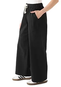 Women's Poplin Wide Leg Pants