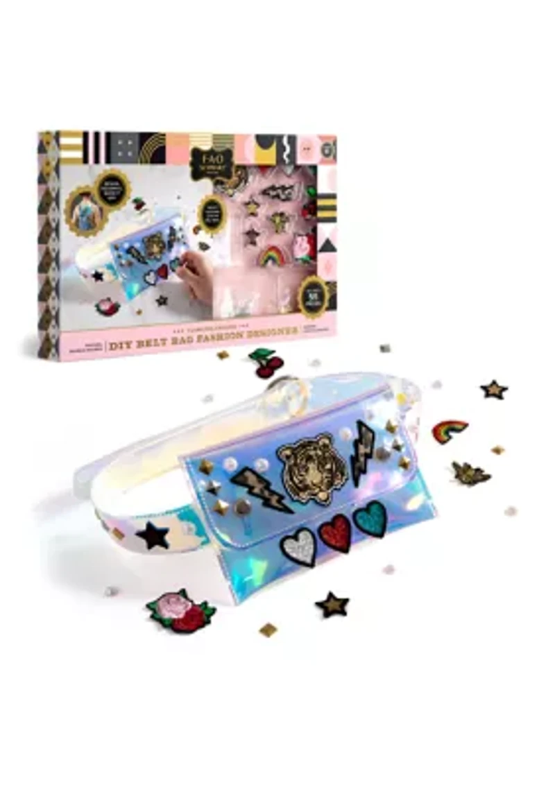 Girls DIY Belt Bag Rhinestone Gold and Silver Stud Craft Kit with Embroidered Patches