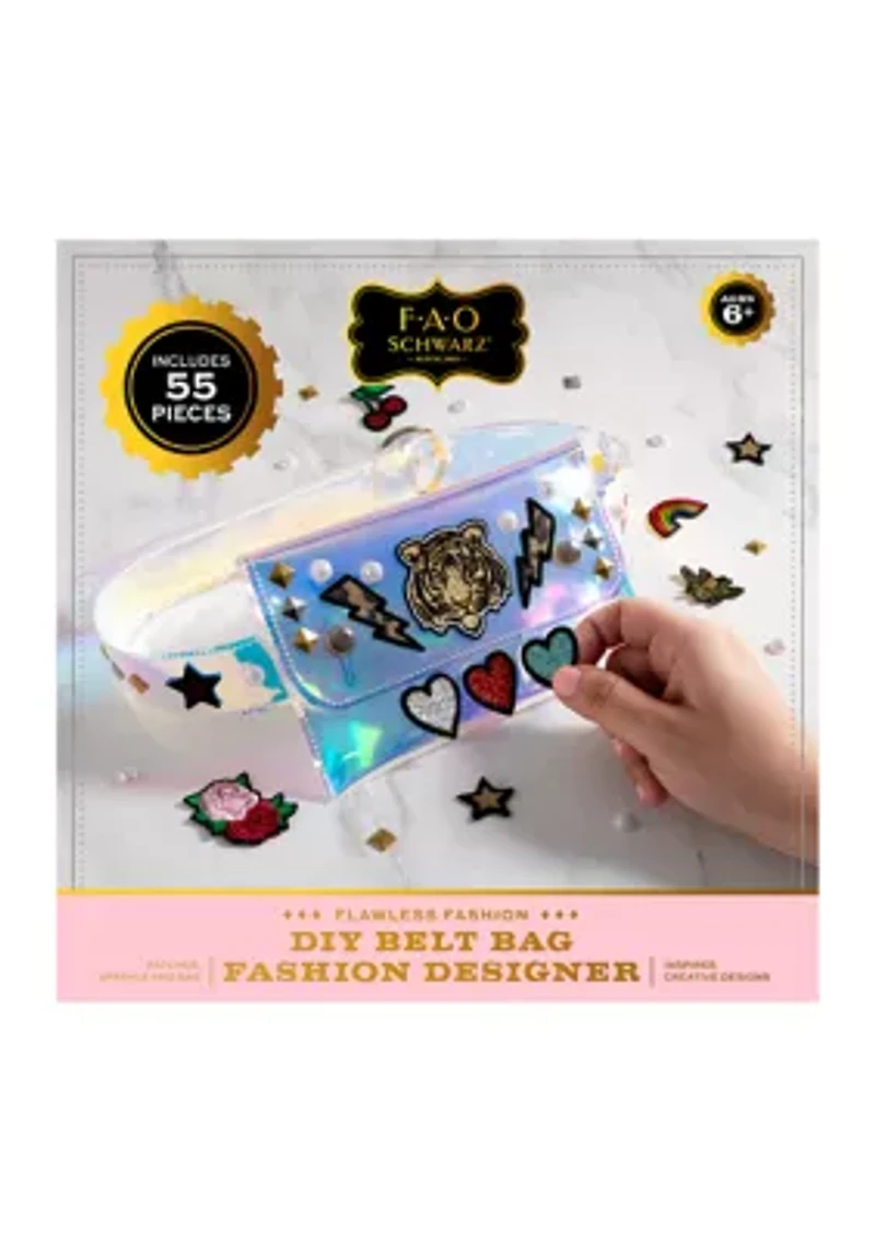 Girls DIY Belt Bag Rhinestone Gold and Silver Stud Craft Kit with Embroidered Patches