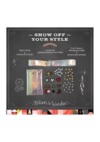 Girls DIY Belt Bag Rhinestone Gold and Silver Stud Craft Kit with Embroidered Patches
