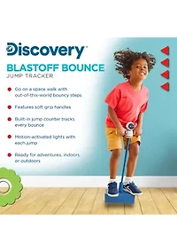 Blastoff Bounce, Indoor/Outdoor Foam Bouncer with Built In Jump Tracker, Motion-Activated Flashing Lights - Age 2+