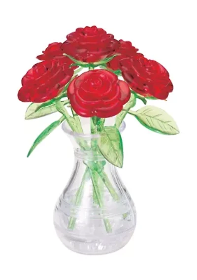 3D Crystal Puzzle - Roses in a Vase: 44 Pcs