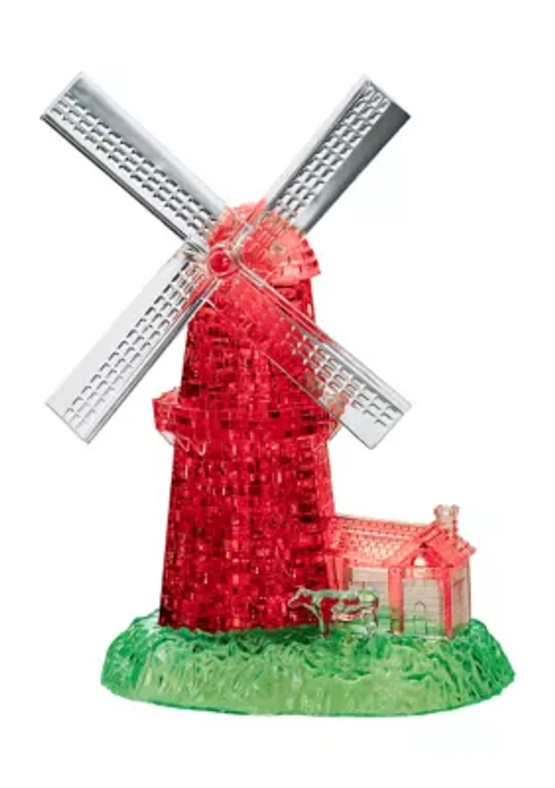 3D Crystal Puzzle - Windmill (White/Red): 64 Pieces 