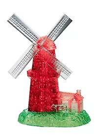 3D Crystal Puzzle - Windmill (White/Red): 64 Pieces 