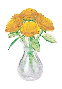 3D Crystal Puzzle - Roses in a Vase (Yellow): 46 Pcs