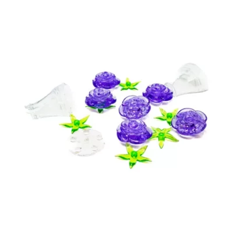 3D Crystal Puzzle - Roses in a Vase (Purple): 47 Pcs