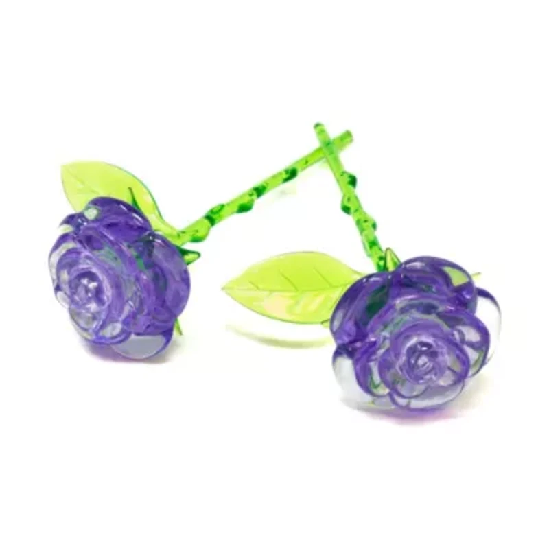 3D Crystal Puzzle - Roses in a Vase (Purple): 47 Pcs