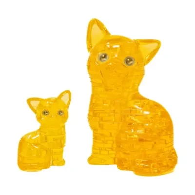3D Crystal Puzzle - Cat & Kitten (Gold): 49 Pcs