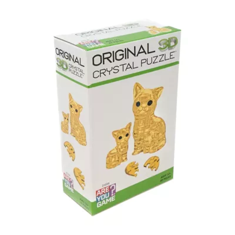 3D Crystal Puzzle - Cat & Kitten (Gold): 49 Pcs