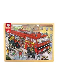 Wooden Fire Engine Tray Puzzle: 24 Pieces