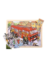 Wooden Fire Engine Tray Puzzle: 24 Pieces
