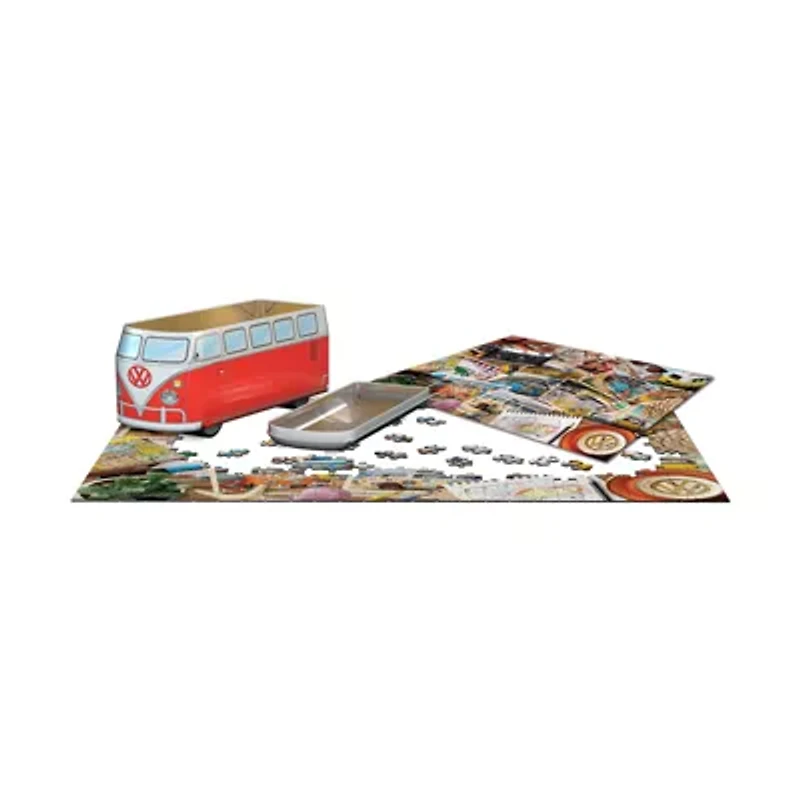 VW Road Trips Collectible Bus-Shaped Tin Puzzle: 550 Pcs