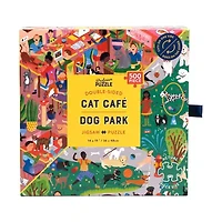Cat Cafe & Dog Park Double-Sided Jigsaw Puzzle: 500 Pcs