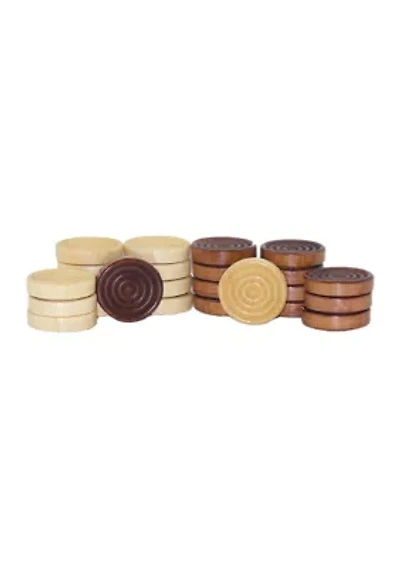 Set of 24 Stackable Wood Grooved Checkers