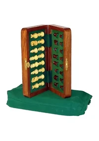 7 in x 3.5 in Magnetic Wooden Folding Travel Chess Set