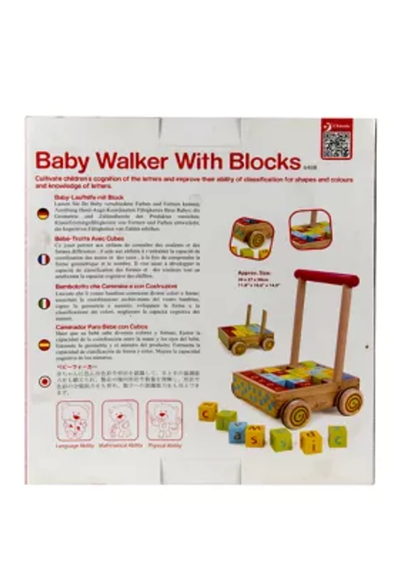 Wood Baby Walker with Blocks