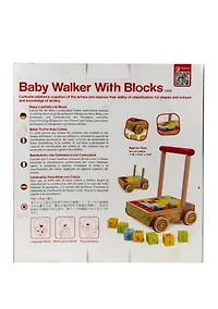 Wood Baby Walker with Blocks