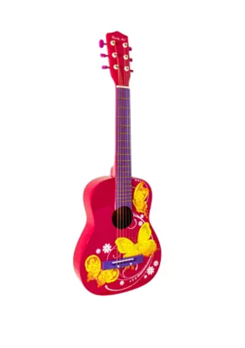 30 Inch Acoustic Student Guitar Pink with Butterfly Designs