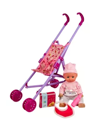 13 Inch Baby Doll with Stroller and Accessories