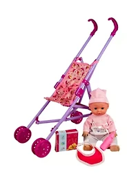 13 Inch Baby Doll with Stroller and Accessories