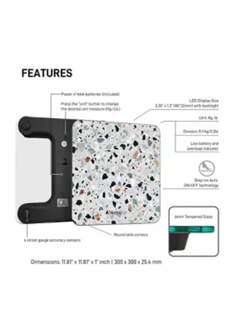 Unique Digital Bathroom Body Weight Scale with Hidden LED Screen Display