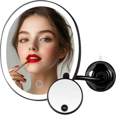 Gooseneck Lighted Mirror with Mini Suction-cup
