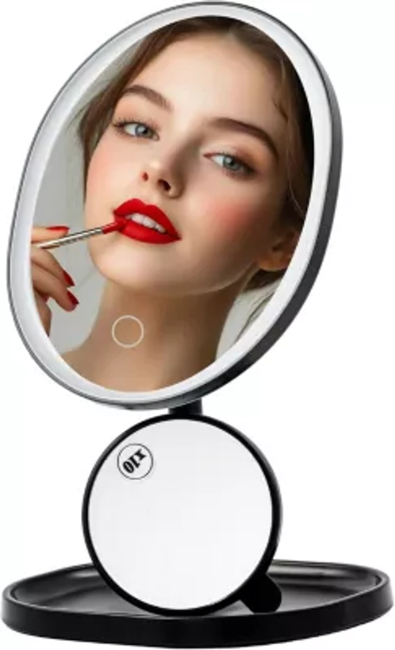 Vanity Table Top Mirror with Storage Tray