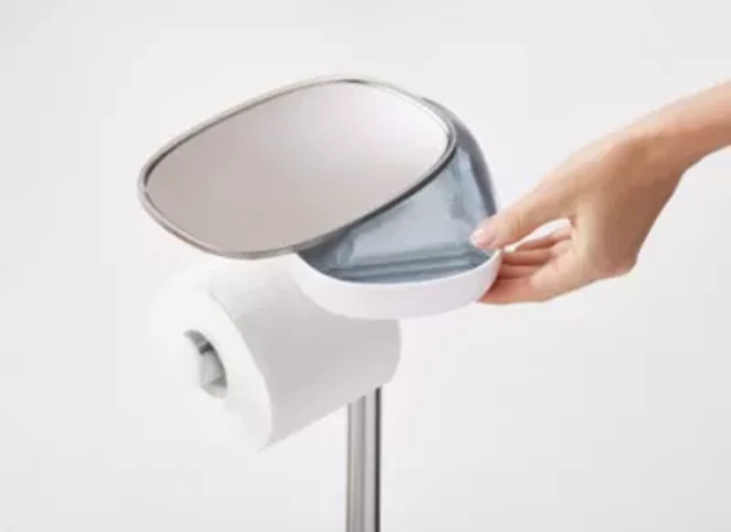 EasyStore Plus Standing Toilet Paper Holder with Flex™ Steel Toilet Brush