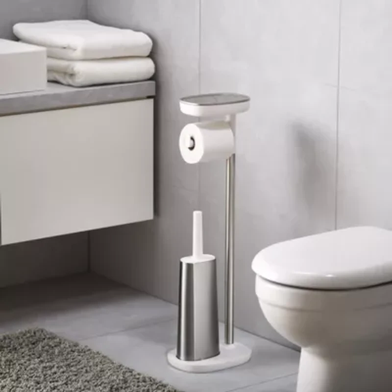 EasyStore Plus Standing Toilet Paper Holder with Flex™ Steel Toilet Brush