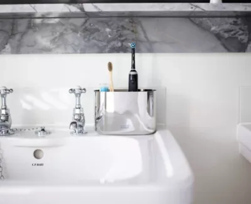 EasyStore Luxe Large Stainless-steel Toothbrush Caddy