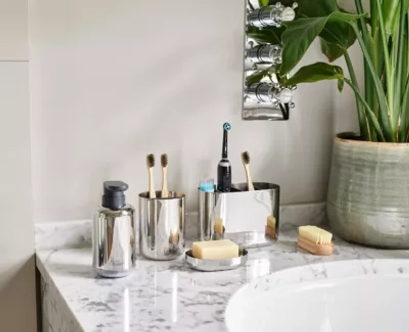 EasyStore Luxe Large Stainless-steel Toothbrush Caddy