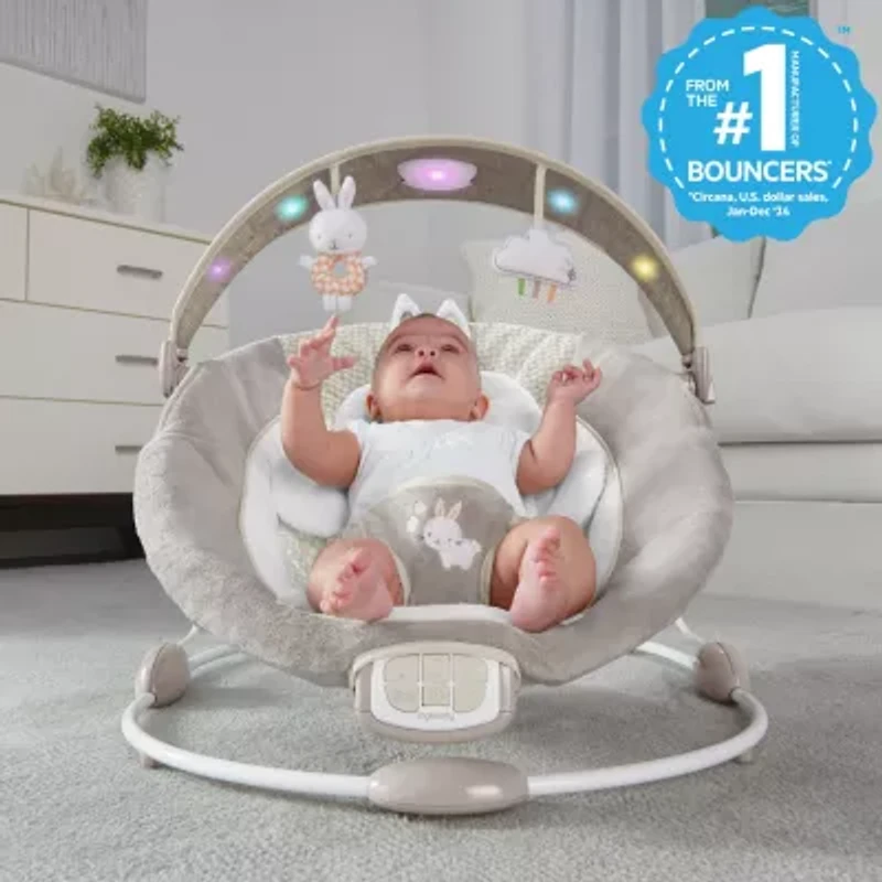 InLighten Baby Bouncer Seat with Light Up Toy Bar, Twinkle Tails