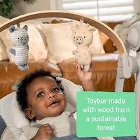 Swing ‘n Go Portable Swing, Removable Toy Bar, 6-Speed - Chambray