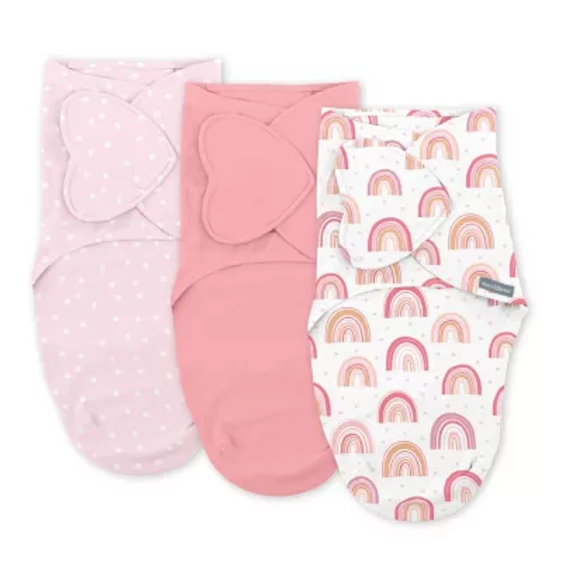 SwaddleMe by Ingenuity Monogram Collection Baby Swaddle, 100% Cotton, 0-3 Months, 1.0 TOG, 3-Pack