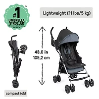 3D Mini Convenience Stroller, Lightweight Umbrella Stroller with Storage Basket - Slate
