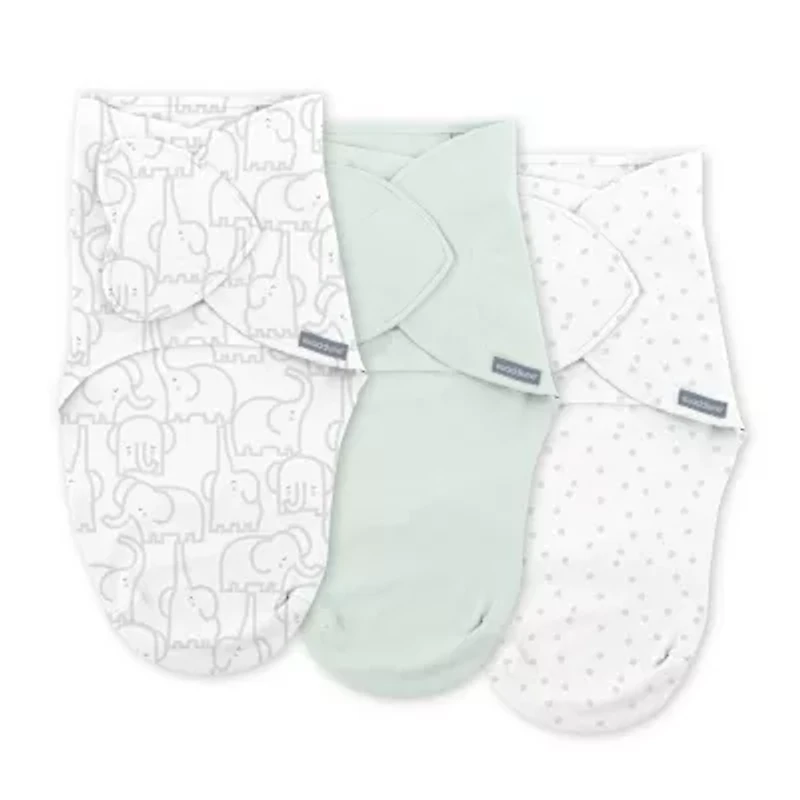 SwaddleMe by Ingenuity Monogram Collection Baby Swaddle, 100% Cotton, 0-3 Months, 1.0 TOG, 3-Pack