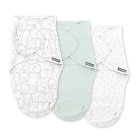SwaddleMe by Ingenuity Monogram Collection Baby Swaddle, 100% Cotton, 0-3 Months, 1.0 TOG, 3-Pack